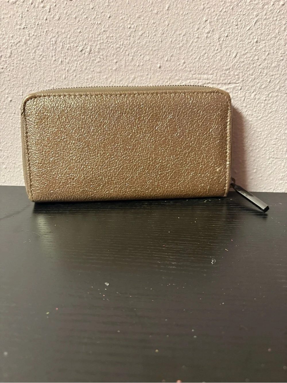 Taupe Pebbled Zip Around Wallet Organizer Neutral